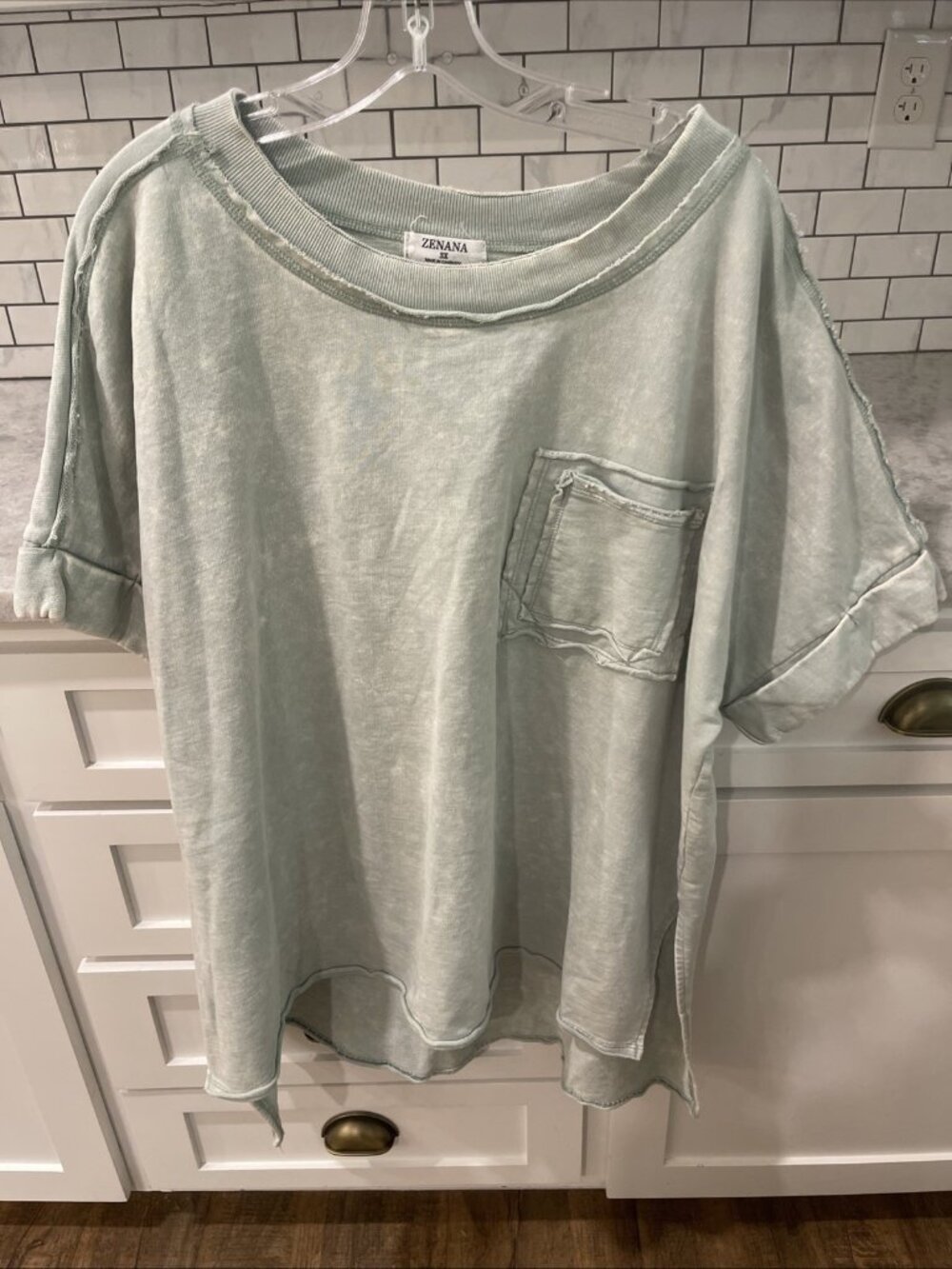 Zenana Sweatshirt Womens 3X Green Dyed Oversized Soft Top Tunic‎ Tee Shirt